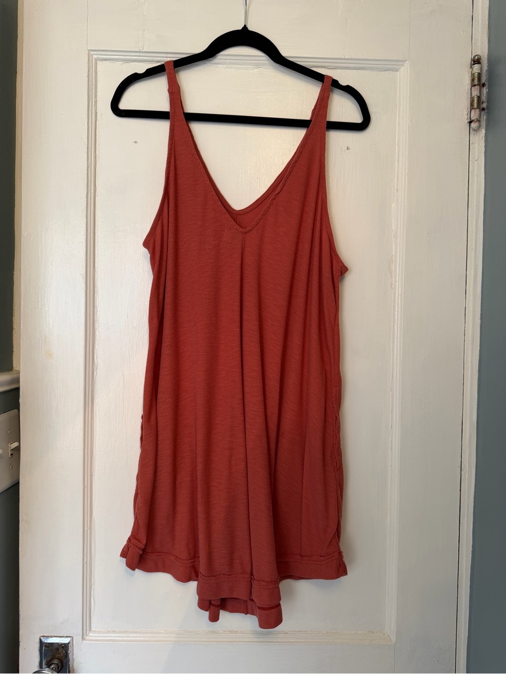 Free People Rust Terracotta V-Neck Mini Slip Dress